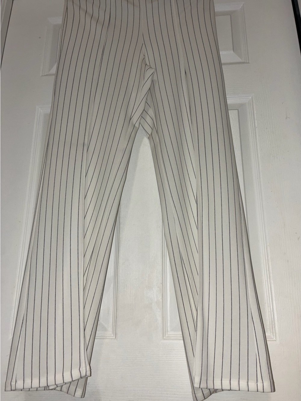 Fashion Nova Women's White Pinstripe Bootcut Pants